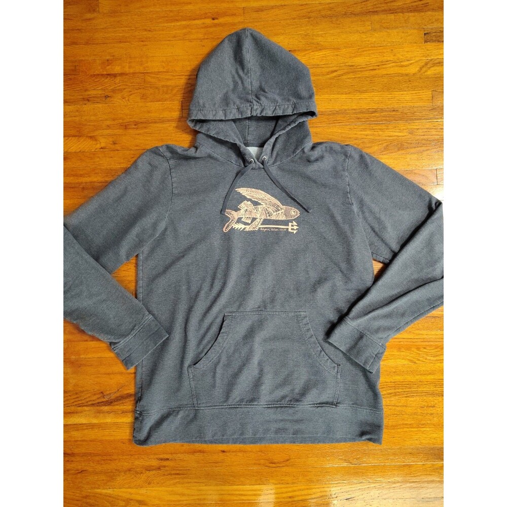 Patagonia Flying Fish Pullover Hoodie Sweatshirt Women's XL Gray / Peach Ventura